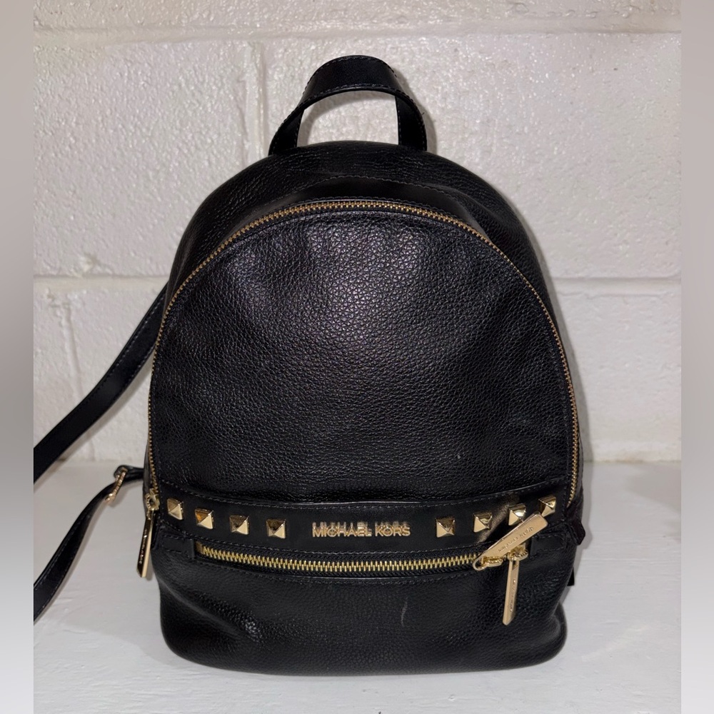 Michael Kors Black Backpack with Gold Accents